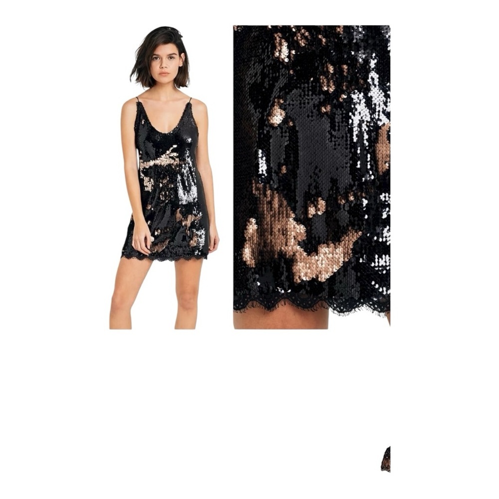 Free People Seeing Double Rose Pink/Night Combo Sequin Mini Dress